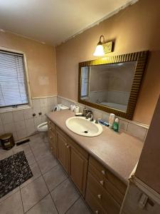 y baño con lavabo y espejo. en Executive Suite in a Victorian Style Bungalow P4b, en Pickering