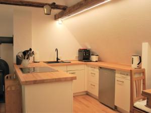a kitchen with a sink and a counter top at Chic Apartment in Thuringia with Sauna in Hamma