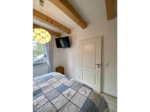 een slaapkamer met een bed en een flatscreen-tv bij Holiday home Elster-Swedenhaus 