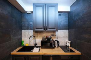 una cocina con fregadero y encimera en Blackwood Haven: Modern Escape, en Zagreb 10 fotos más