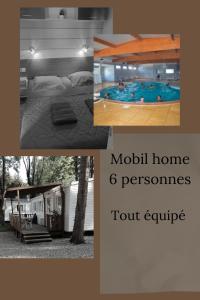 a collage of pictures of a pool and a house at Mobil Home proche EUROPA PARK/RULANTICA in Boofzheim