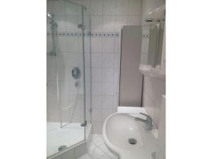 a bathroom with a shower and a sink and a toilet at Holiday apartment Rosi Denz in Bad Au +18 photos