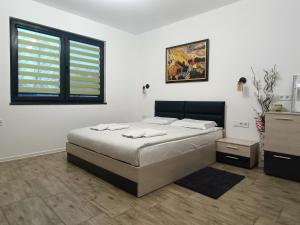 1 dormitorio con cama y ventana en Къща за гости Софаш, 
