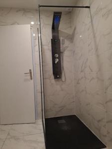 ルマンにあるT2 Tom Krist. / Circuit 24h / Oasis /Antaresの黒の床のバスルーム(シャワー付)