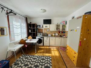 Kuchyň nebo kuchyňský kout v ubytování Apartmány Srub Jenišov