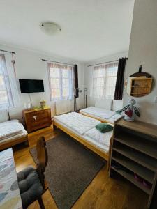 Postel nebo postele na pokoji v ubytování Apartmány Srub Jenišov