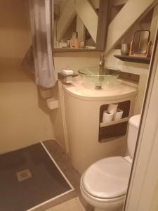 ein Bad mit einem Waschbecken und einem WC in der Unterkunft Santa-Giulia in Propriano