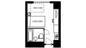 een plattegrond van een klein huis bij HOTEL JAL City Tsukuba in Tsukuba