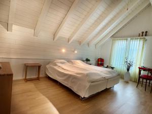a bedroom with a large bed in a room at Wine Tours Lodge in Maienfeld