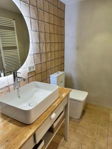 a bathroom with a sink and a toilet at Brava Apartaments casa centro Begur in Begur