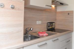 una cocina con fregadero y encimera en Fewo 91 WHG A 26 in Burhave, en Burhave