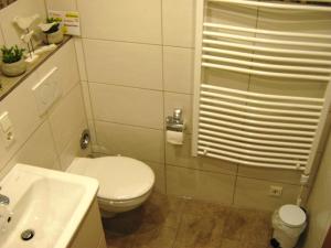 un baño con inodoro y lavabo en Fewo 91 WHG A 26 in Burhave, en Burhave