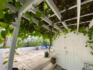 a pergola with a white door on a patio at Downtown Nassau Oasis Unit 2 in Nassau