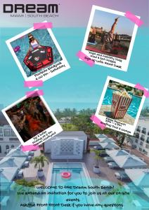 a collage of pictures of a resort with a flyer at Dream South Beach, by Hyatt in Miami Beach