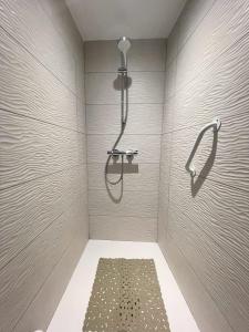 a bathroom with a shower with a shower head at Maison d'hôtes Le Couvent in Bagnères-de-Bigorre
