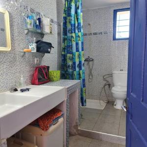ein Bad mit einem Waschbecken und einem WC in der Unterkunft Maisonnette vue mer en pleine campagne. Originale. in El Jadida