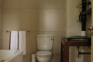 a bathroom with a white toilet and a sink at Jackal Creek Golf Estate in Roodepoort +11 photos