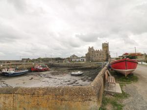 - un groupe de bateaux dans un port avec un château dans l'établissement Old Field Hideaway, à New Ross