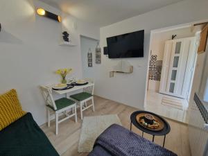 a living room with a couch and a table at Studio apartman Marica - Ogulin, Hrvatska in Ogulin