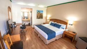 Pokój hotelowy z łóżkiem i biurkiem w obiekcie Hotel Las Misiones w mieście Monclova