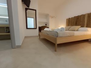 a bedroom with a large bed and a mirror at LA PERLA, comfort e relax in Vignacastrisi