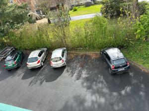 um grupo de três carros estacionados num parque de estacionamento em L’Etape berrichonne em Déols