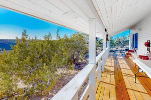 an open porch with a view of the ocean on a house at Mountain Vista - Barn in Hesperus