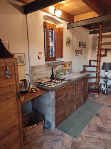 內米的住宿－Il Nemus Agriturismo，厨房配有水槽和台面