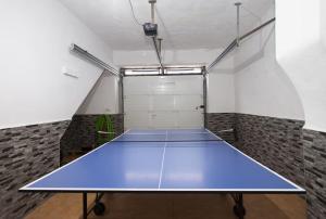 un grande tavolo da ping pong blu in una stanza di Carmen House 