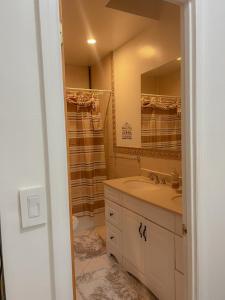 a bathroom with a sink and a mirror at 2 Bedroom Bliss in College Point in College Point