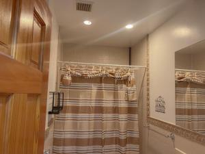 a bathroom with a shower with a shower curtain at 2 Bedroom Bliss in College Point in College Point
