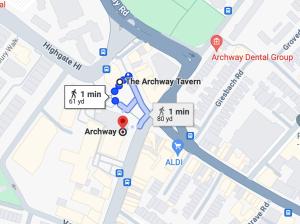 um mapa do grupo do canal Antwerp em Studio 5- Archway Station em Londres