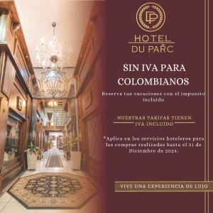 un folleto para un hotel dub para colombolis en Hotel Du Parc, en Medellín