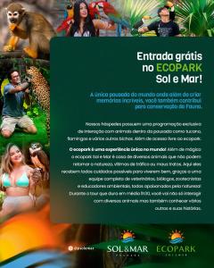 a flyer for a zoo with people and animals at Pousada Sol e Mar in Maragogi