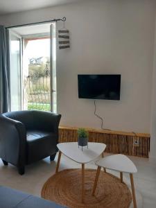 TV a/nebo společenská místnost v ubytování Balade sur le port