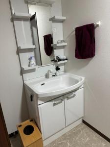 a bathroom with a white sink and a mirror at Tanabe no Yado Ataigawa - Vacation STAY 10883v in Tanabe