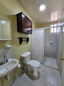 a bathroom with a toilet and a sink and a shower at Sensity Home Casa Verona Novedosa Céntrica y Linda in Tehuacán +9 photos