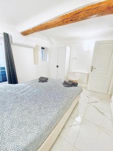 ein Schlafzimmer mit einem Bett in einem Zimmer in der Unterkunft T3 carré d’or plein centre in Nizza