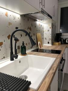 un bancone della cucina con lavandino in cucina di Sage Serenity central appartment a Salonicco