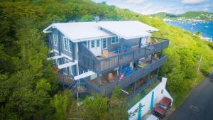 an aerial view of a house on a hill at Ocean Front Villa 3 in Culebra