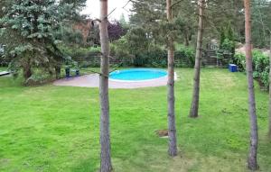 a swimming pool in a yard with trees at Ferienwohnung Pruchten in Pruchten