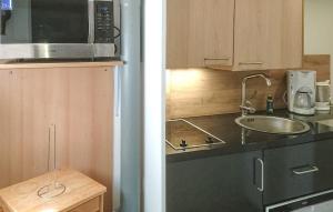 eine Küche mit einer Spüle und einer Mikrowelle in der Unterkunft Awesome Apartment In Zinnowitz seebad With Kitchen in Zinnowitz