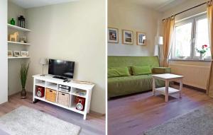 a living room with a couch and a tv at Awesome Apartment In Ueckermnde seebad With Wifi in Neuendorf