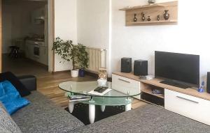 sala de estar con TV y mesa de cristal en Gorgeous Home In Waren mritz With Wifi, en Warenshof