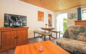 sala de estar con sofá y TV de pantalla plana en 1 Bedroom Lovely Home In Garz Auf Rgen, en Garz