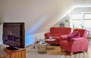 a living room with two chairs and a tv at Gorgeous Apartment In Schwarzenhof With Wifi in Schwarzenhof