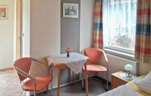 um quarto com uma mesa e duas cadeiras e uma janela em Gorgeous Apartment In Frstenwerder With Wifi em Fürstenwerder