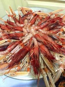 a plate full of lobsters on a table at appartamenti del pescatore in Savelletri di Fasano