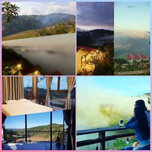 eine Collage mit Fotos mit Bergblick in der Unterkunft Tuyên Chiến Home & Resort in Ấp An Kroët