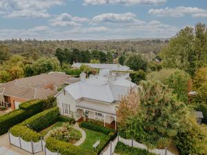 an aerial view of a house with a garden at Lake Daylesford Country House in Daylesford